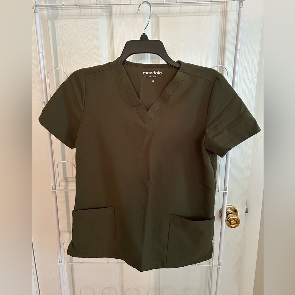 Women's Mandala Olive Green Scrub Set